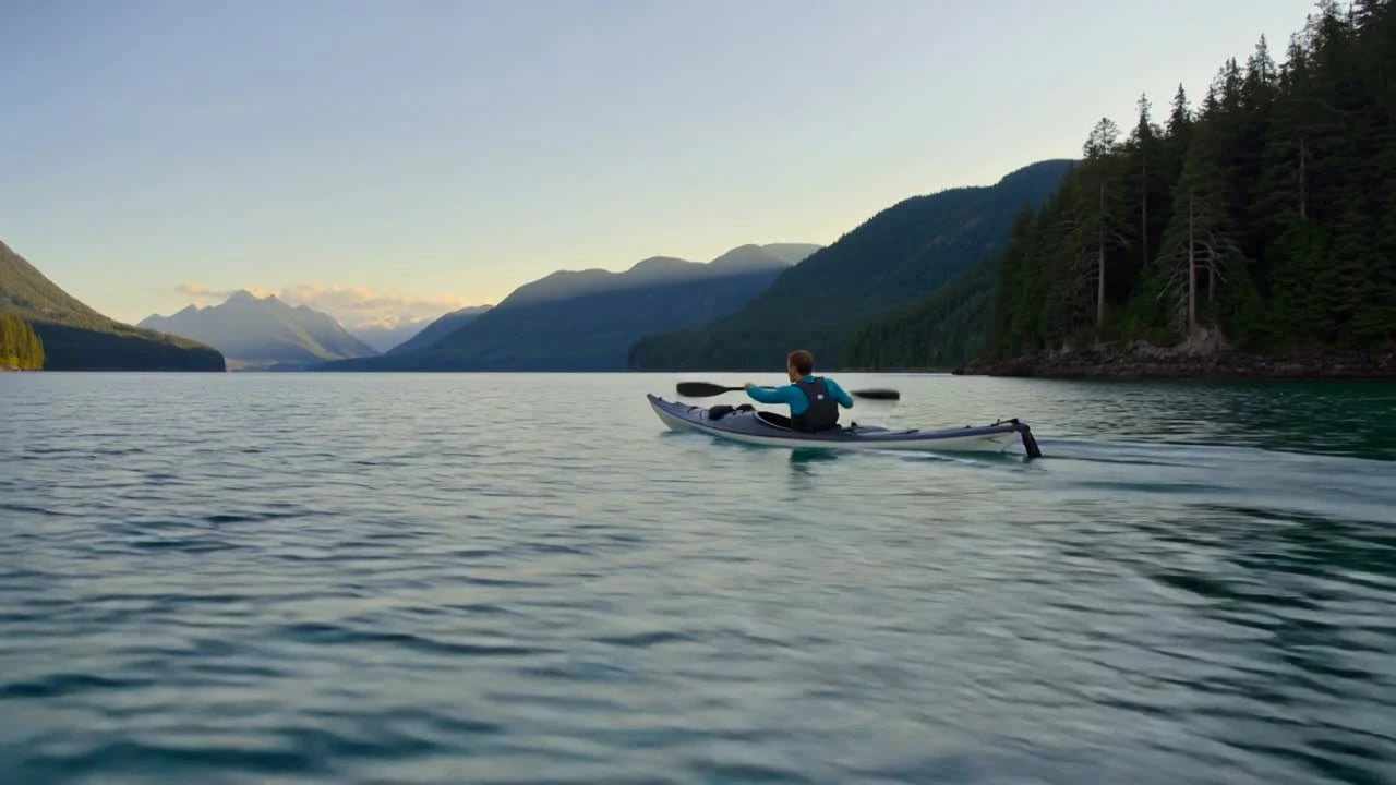 Long distance kayaking action from the Endurance Artwork campaign