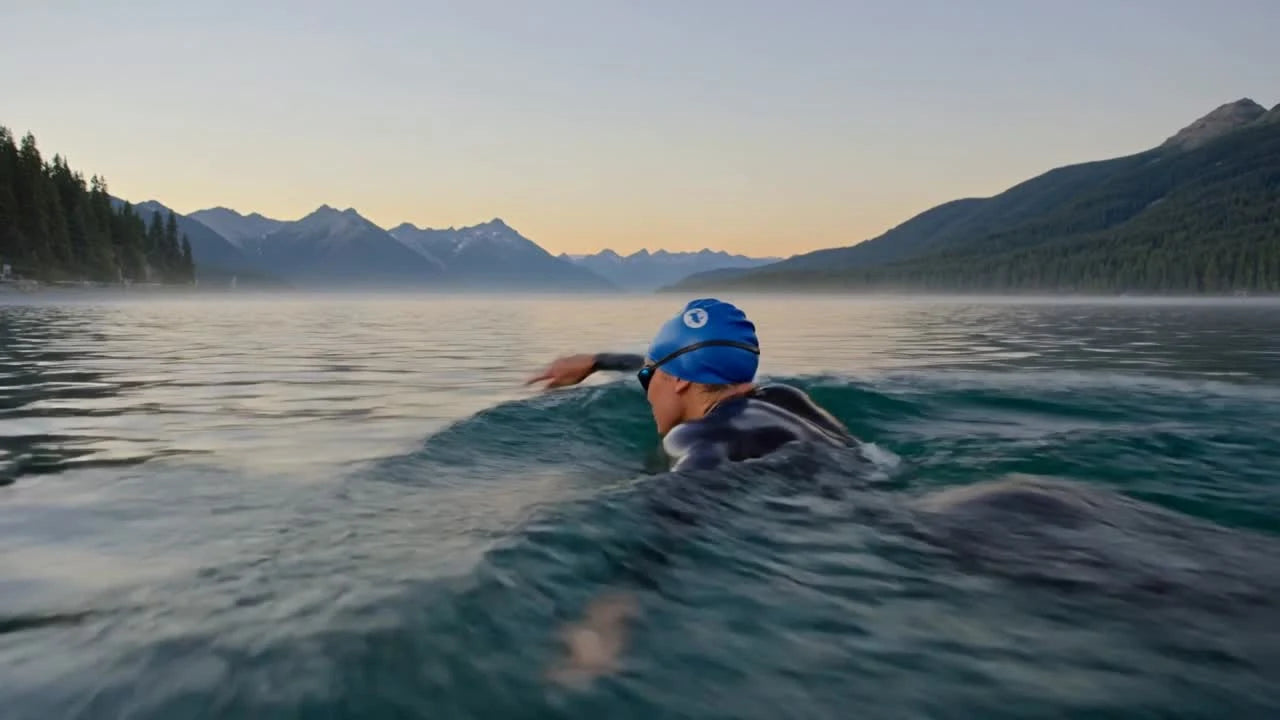 Open water swimming action from the Endurance Artwork campaign