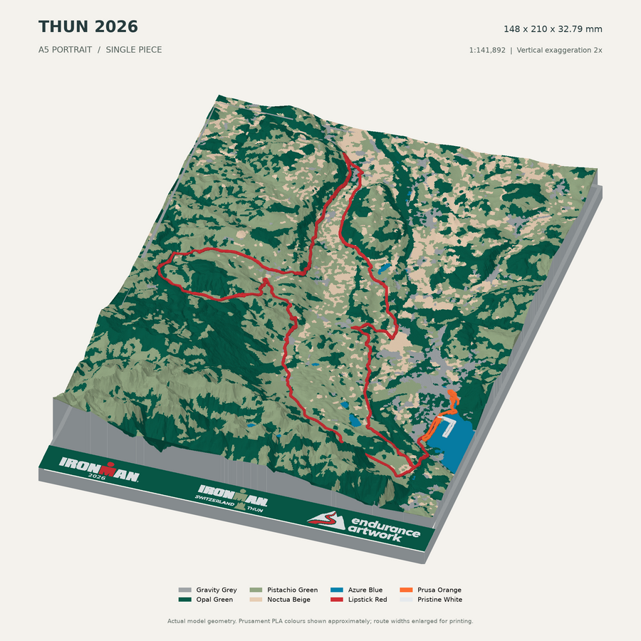 Thun 2026 — 3D Route Artwork — digital terrain model preview