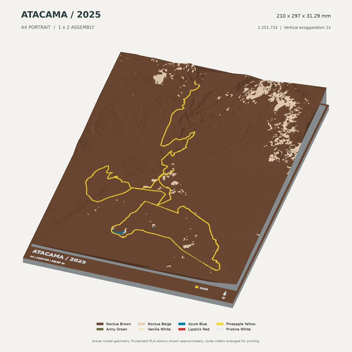 Atacama Crossing, A4 digital model preview showing raised terrain and route; not physical product photography