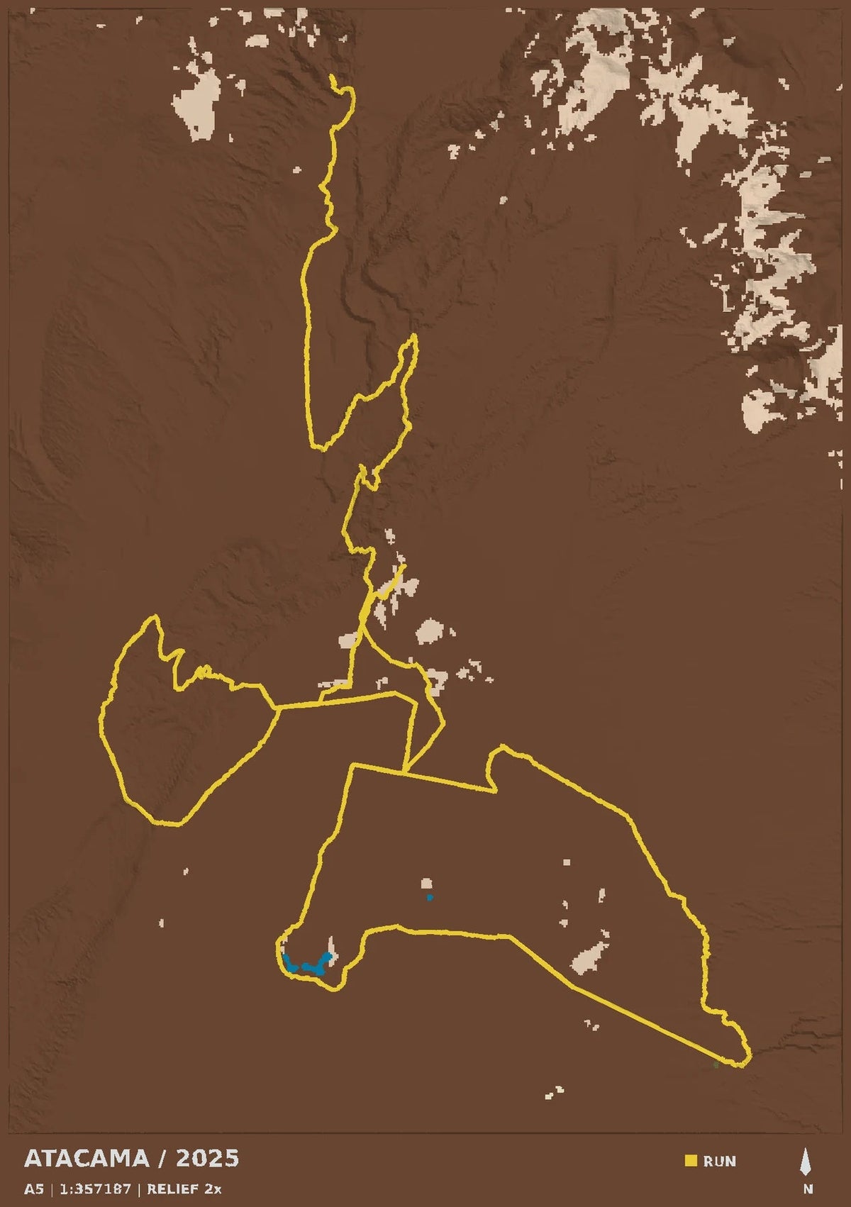 Atacama Crossing, top view of the A5 digital terrain model