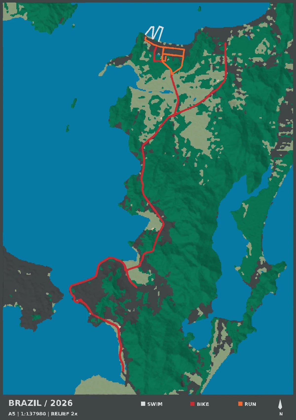 IRONMAN Brazil · Florianópolis, top view of the A5 digital terrain model