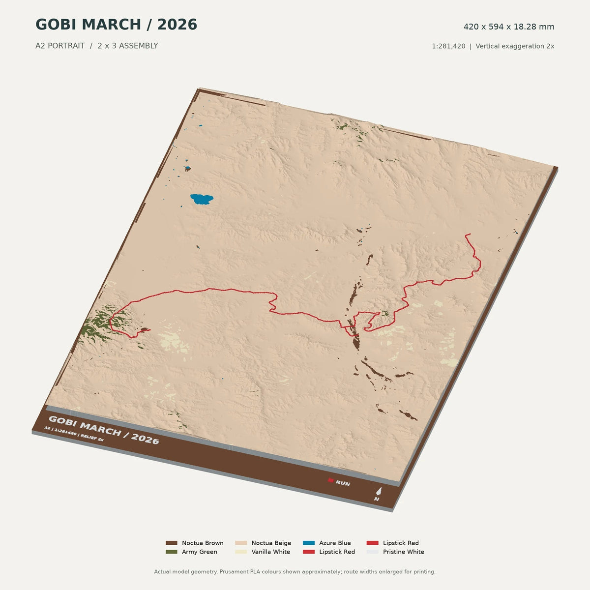 Gobi March, A2 digital model preview showing raised terrain and route; not physical product photography