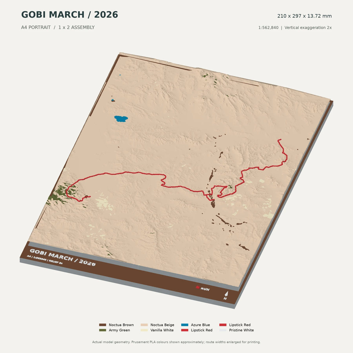 Gobi March, A4 digital model preview showing raised terrain and route; not physical product photography