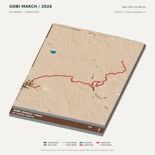 Gobi March, A5 digital model preview showing raised terrain and route; not physical product photography
