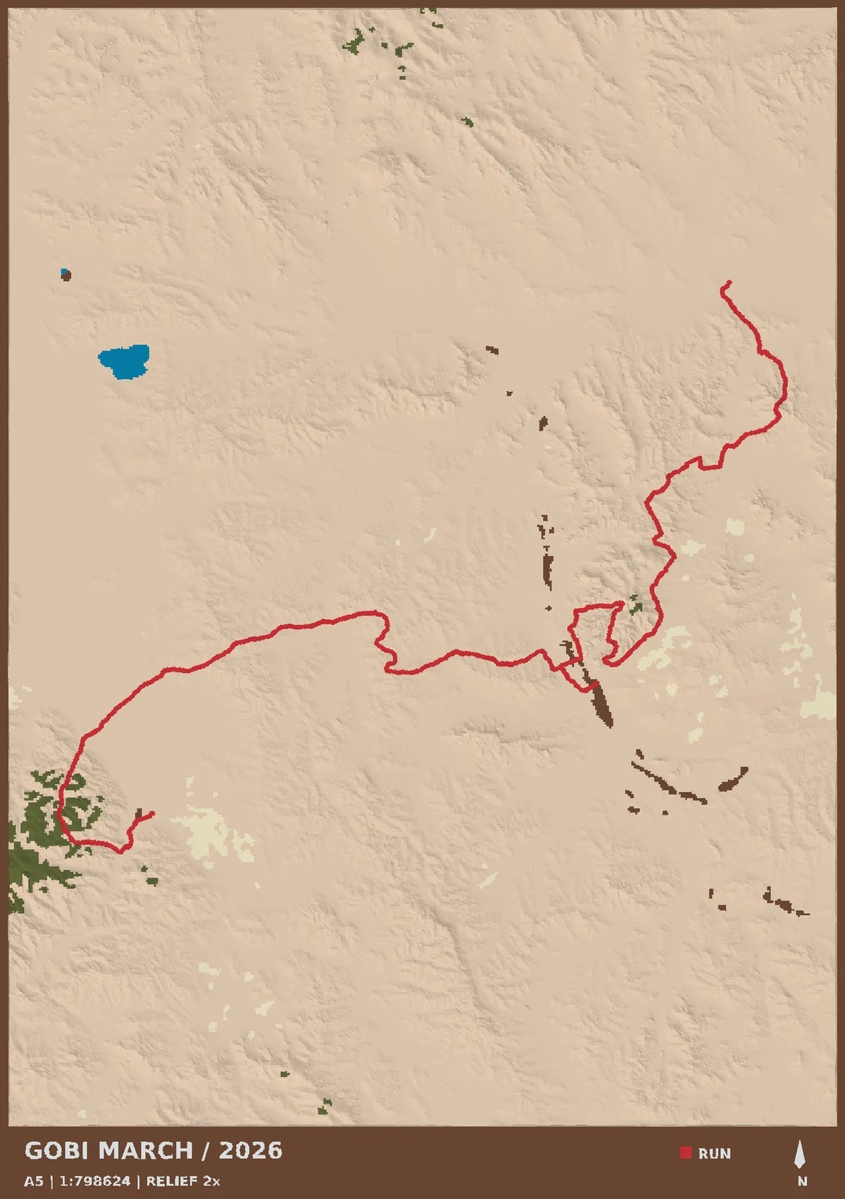 Gobi March, top view of the A5 digital terrain model
