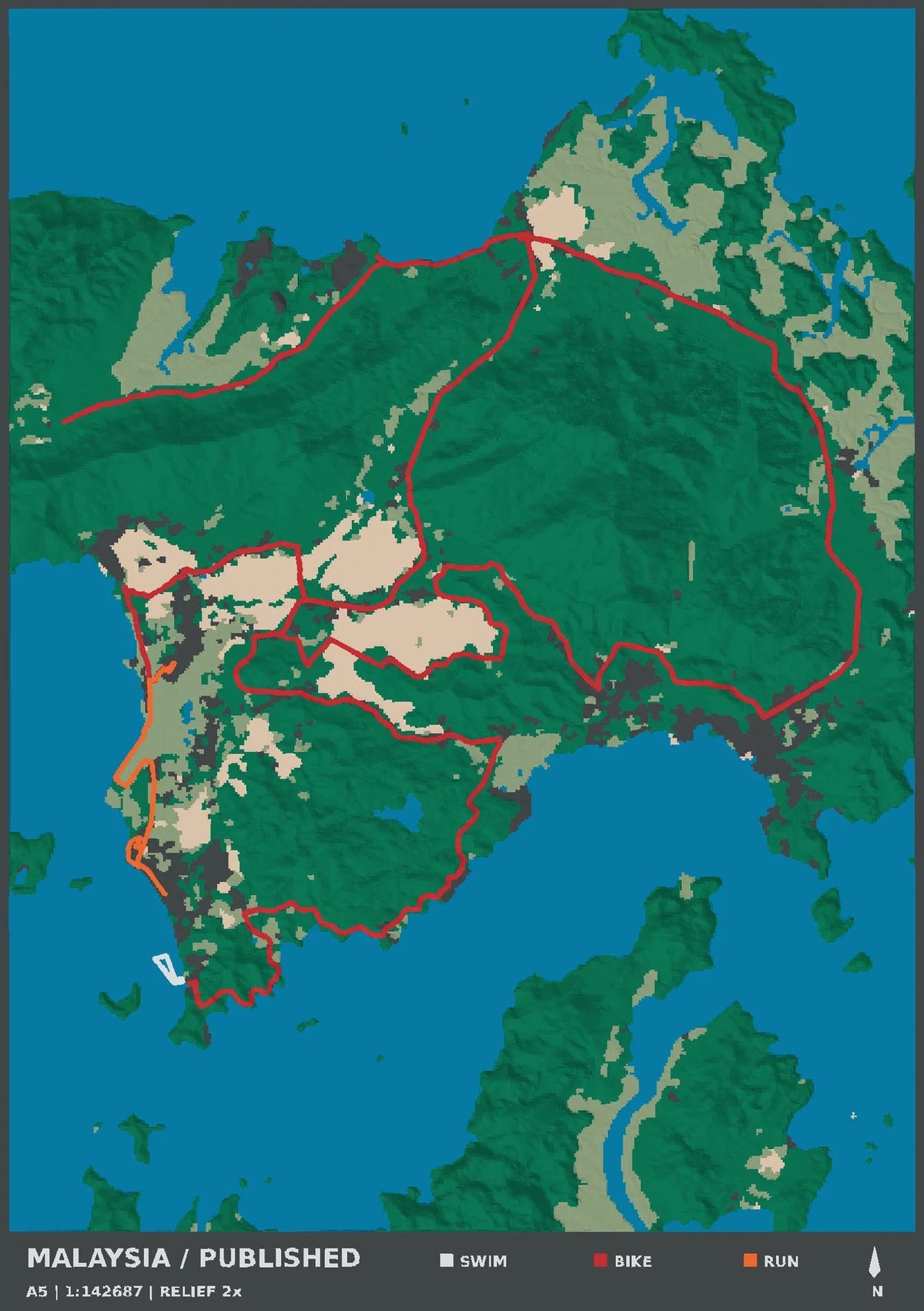 IRONMAN Malaysia · Langkawi, top view of the A5 digital terrain model