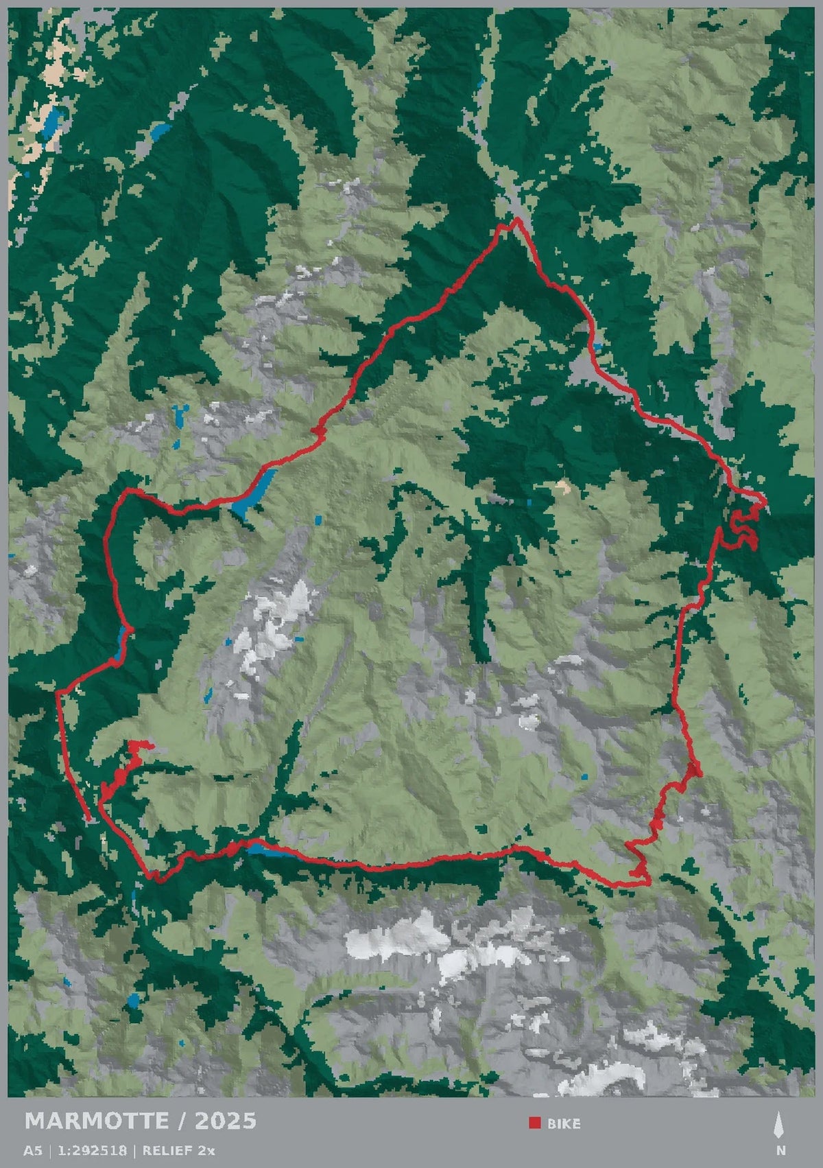 Marmotte Granfondo Alpes, top view of the A5 digital terrain model