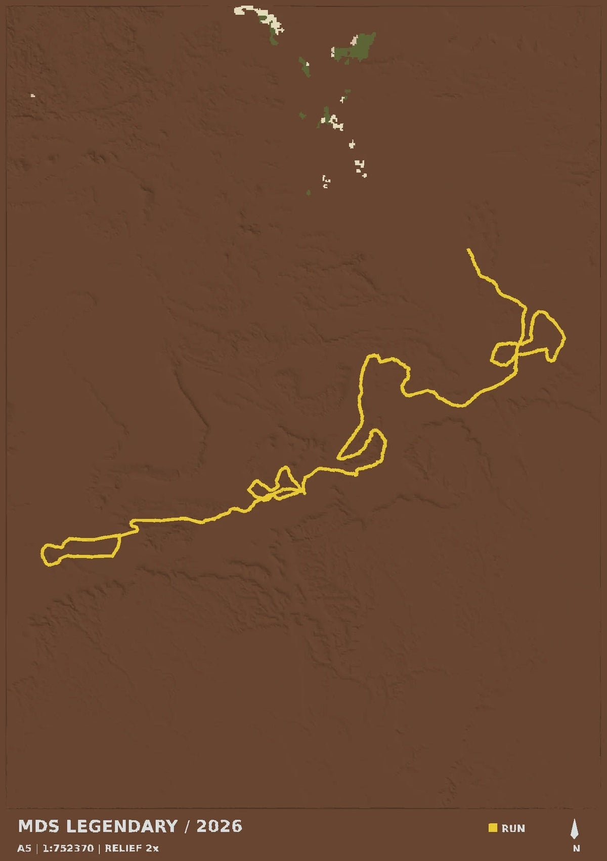 Marathon des Sables Legendary, top view of the A5 digital terrain model