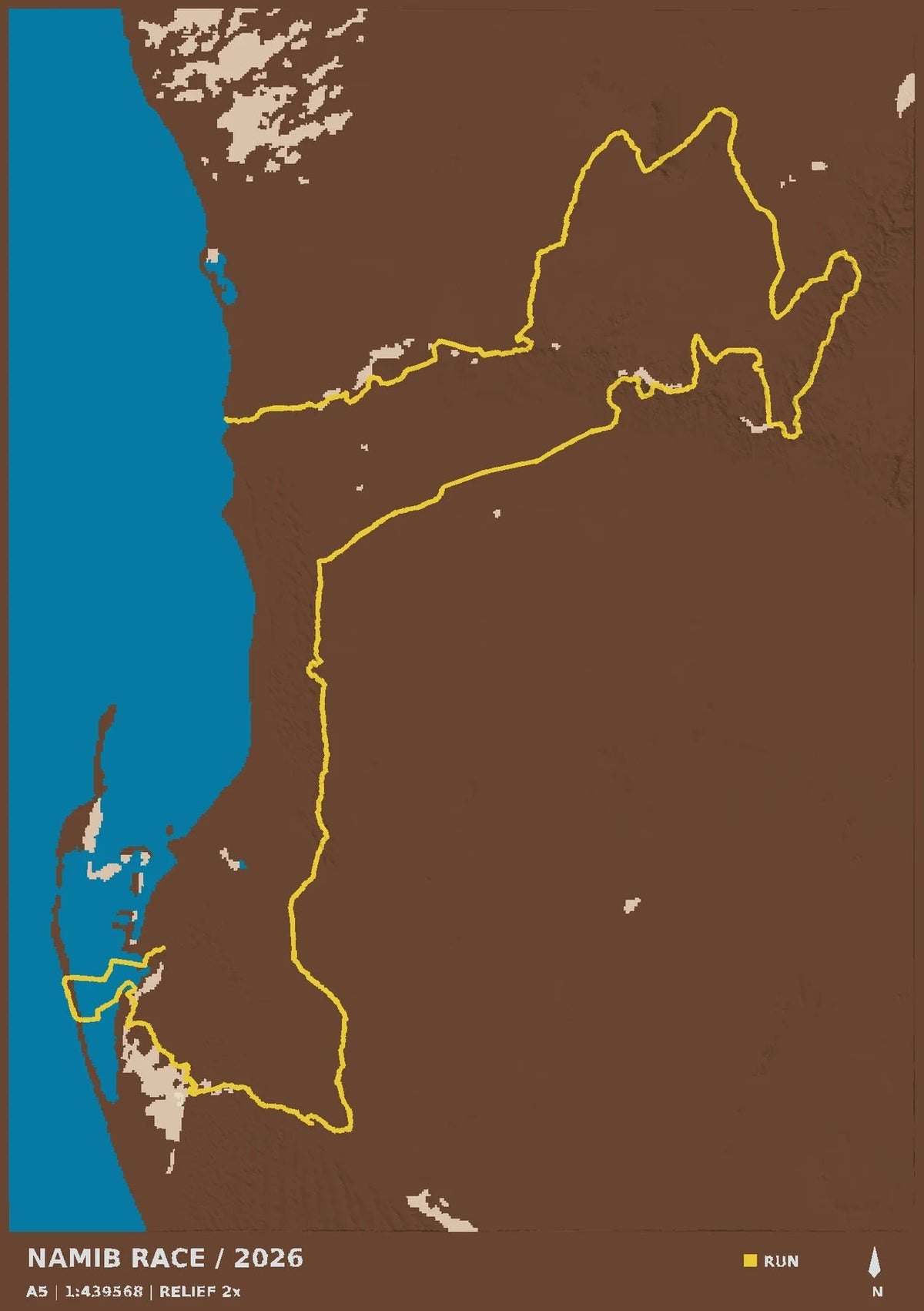 Namib Race, top view of the A5 digital terrain model