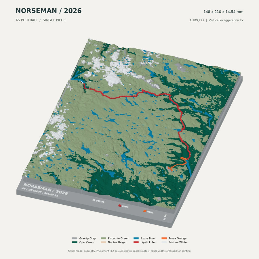 Norseman · Black finish — 3D Route Artwork — digital terrain model preview